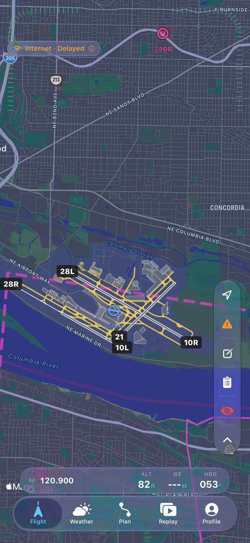 Soar showing chart detail with the region downloaded and no network connection.