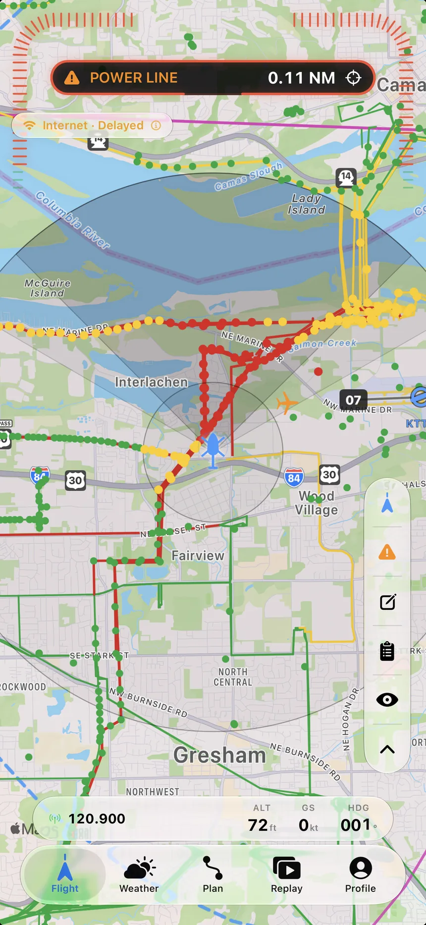 ADS-B traffic drawn on the Soar moving map.